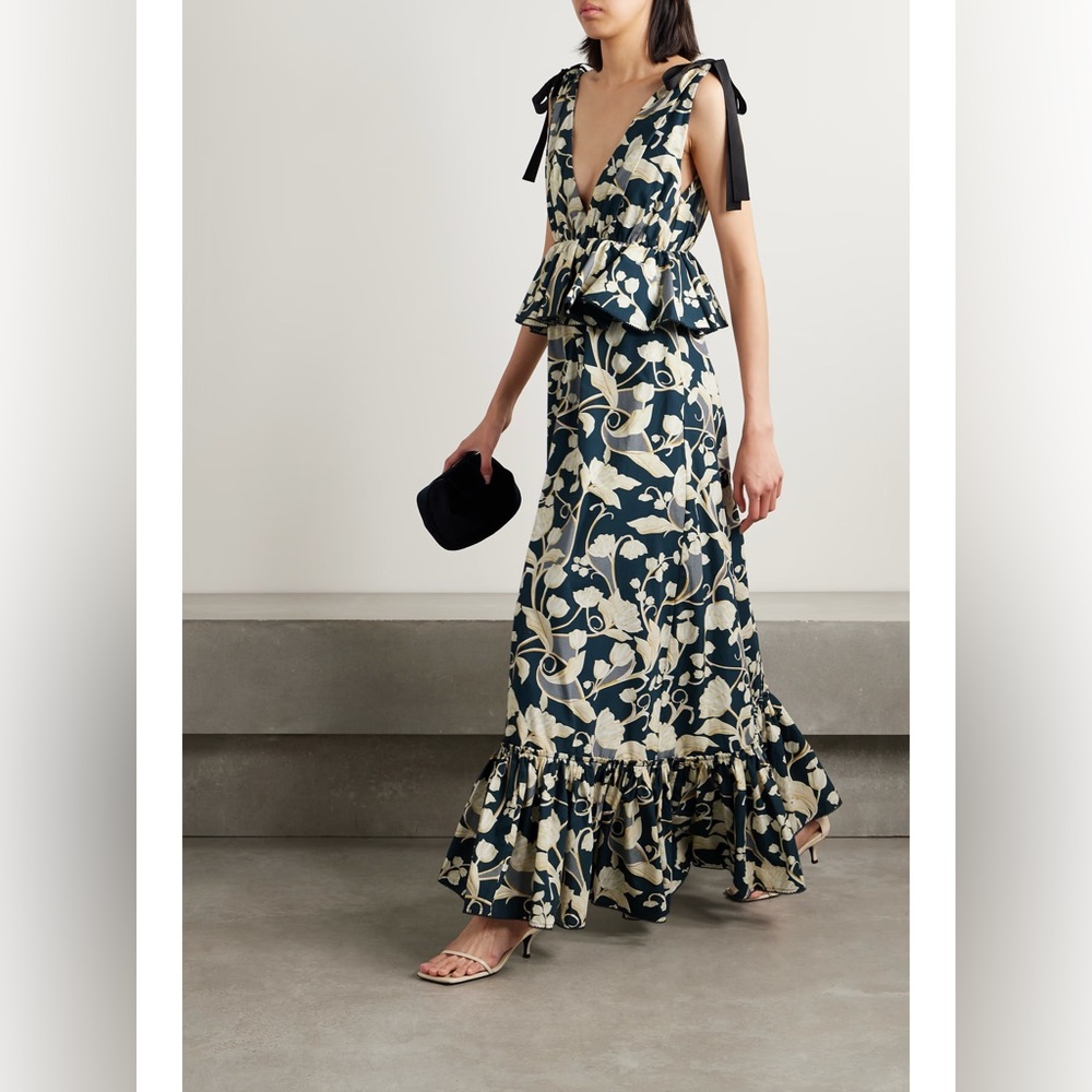 AGUA BENDITA Infinito Perla tiered ruffled printed maxi dress size medium